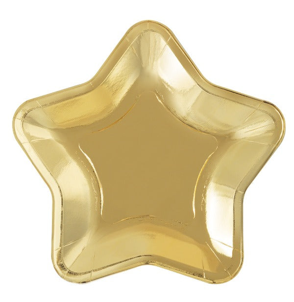 Gold Star Shaped Party Paper Plates pack of 8