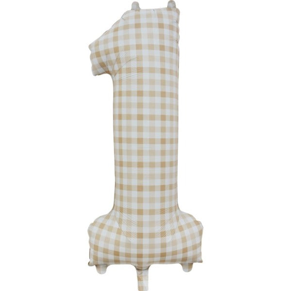 Neutral Nouveau Gingham Jumbo Foil Balloon # 1