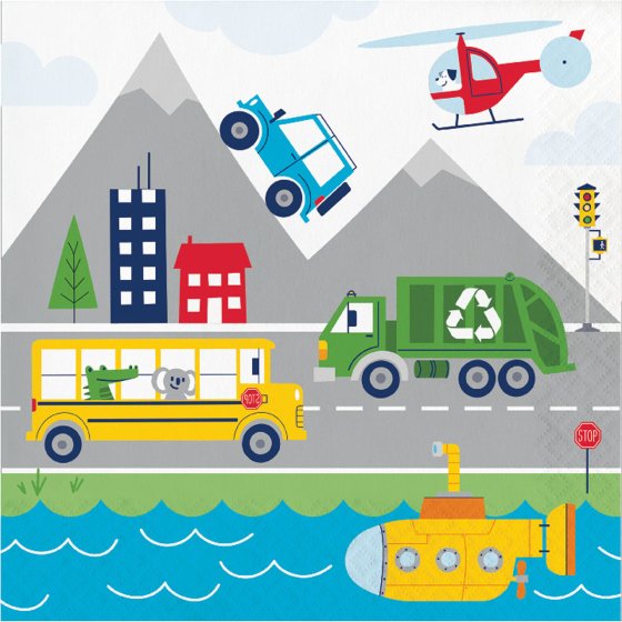 Transportation Time Party Paper Napkin