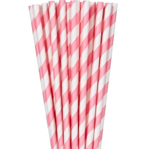 Baby Pink Candy Stripe Paper Straws