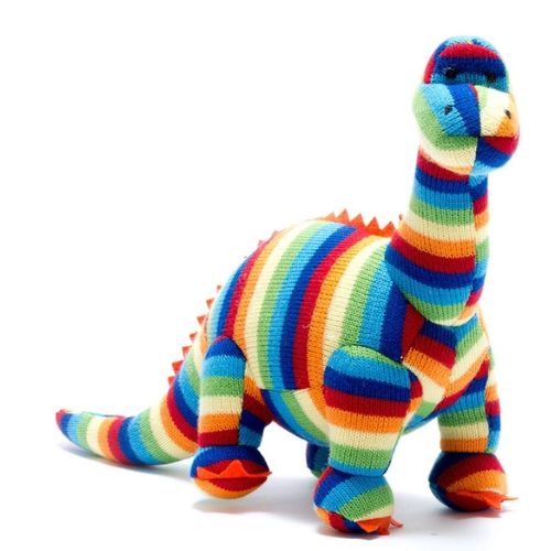 Knitted Bold Stripe Diplodocus Dinosaur Plush Toy - Best Years