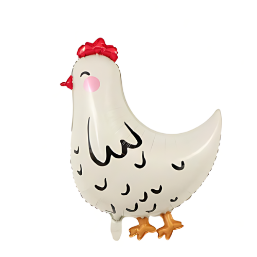 White Hen Chicken Shaped Foil Balloon