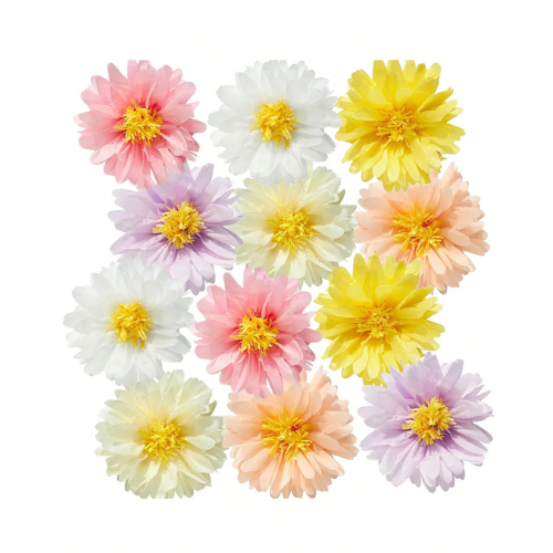 Summer Pastels Flower Garden Tissue Paper Pom Poms 12 pack