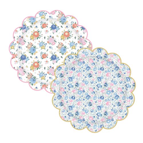 Ditsy Scalloped Floral Paper Party Plates