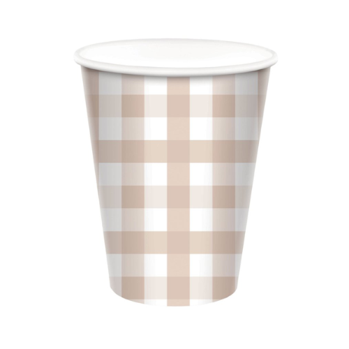 Neutral Nouveau Gingham Paper Party Cups