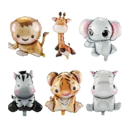 Jungle Safari Baby Animals Foil Balloon 6 Pack