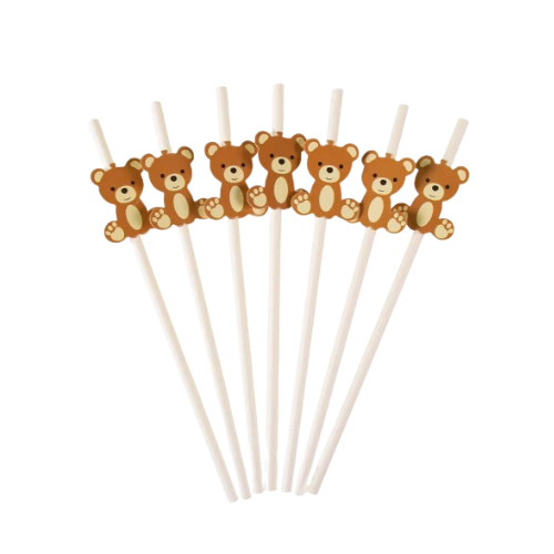 Teddy Bear Paper Party Straws