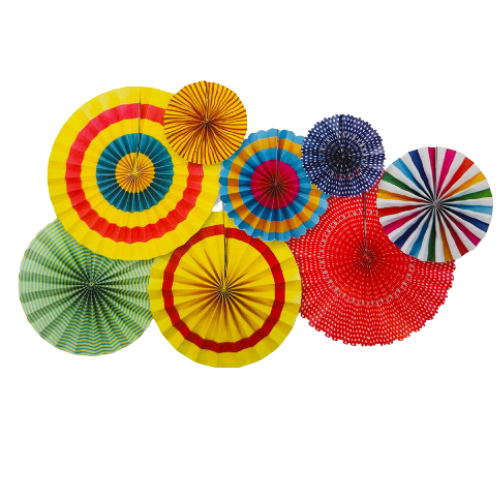 Carnival Rainbow Party Fan Set
