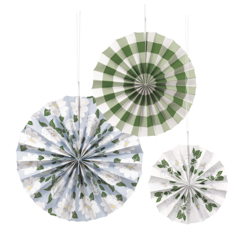 Garden Party Paper Fans Decoration Kit 3 pack