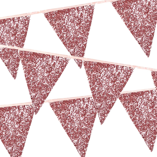 Luxe Pink Glitter Fabric Bunting