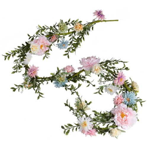 Pastel Floral Foliage Party Garland