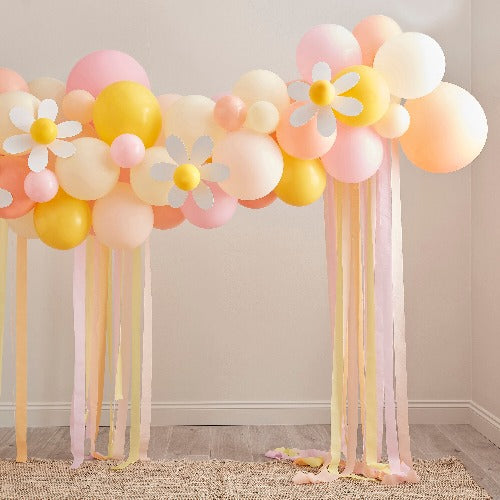 Pastel Daisy Party Balloon Garland