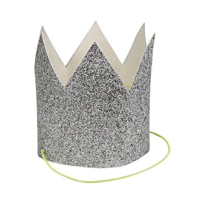 Mini Silver Glitter Crowns Meri Meri