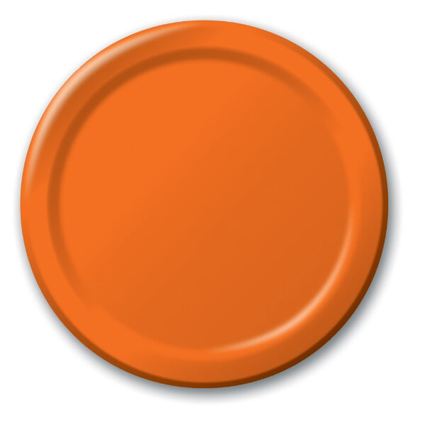 Orange Large Plain Paper Plate