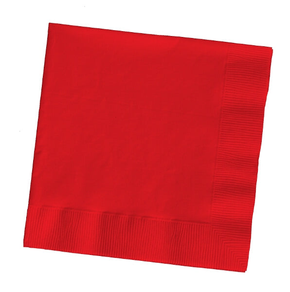 Red Plain Beverage Napkins