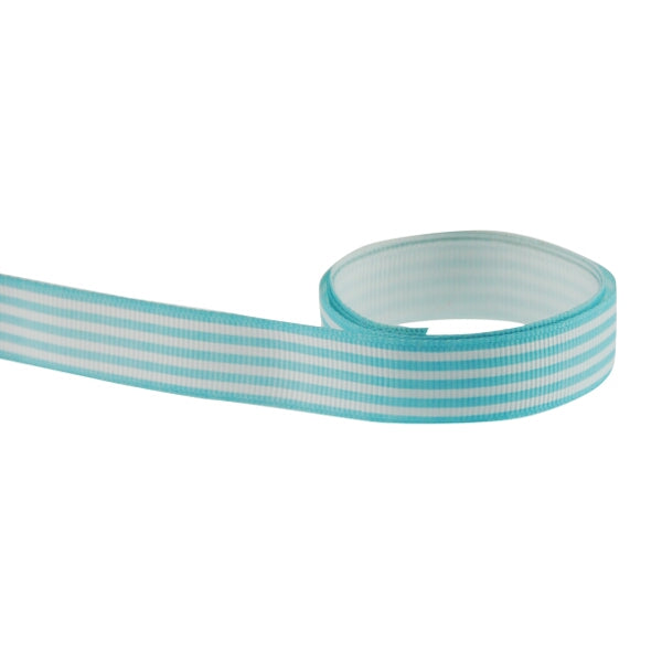 16mm Baby Blue Grosgrain Candy Stripe Ribbon