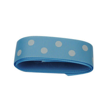 22mm Baby Blue Polka Dot Grosgrain Ribbon