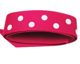 22mm Hot Pink Polka Dot Grosgrain Ribbon