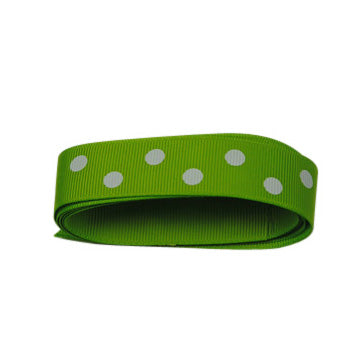 22mm Lime Green Polka Dot Grosgrain Ribbon