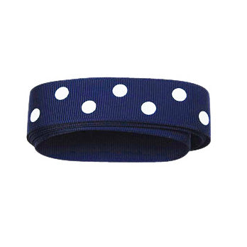 22mm Navy Polka Dot Grosgrain Ribbon