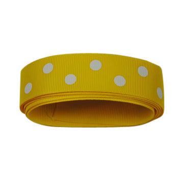 22mm School Bus Yellow Polka Dot Grosgrain Ribbon