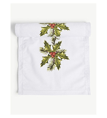 Botanical Holly Christmas Fabric Table Runner Talking Tables