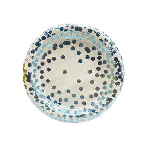Baby Blue Confetti Dot Party Plates