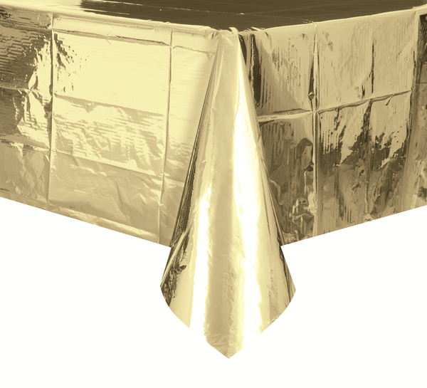 Gold Metallic Rectangular Plastic Tablecloth