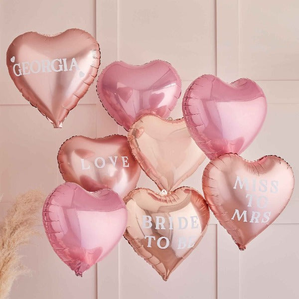 Pink & Blush Love Heart Foil Balloons With Stickers