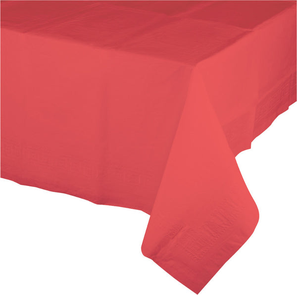 Deep Coral Rectangular Plastic Tablecloth