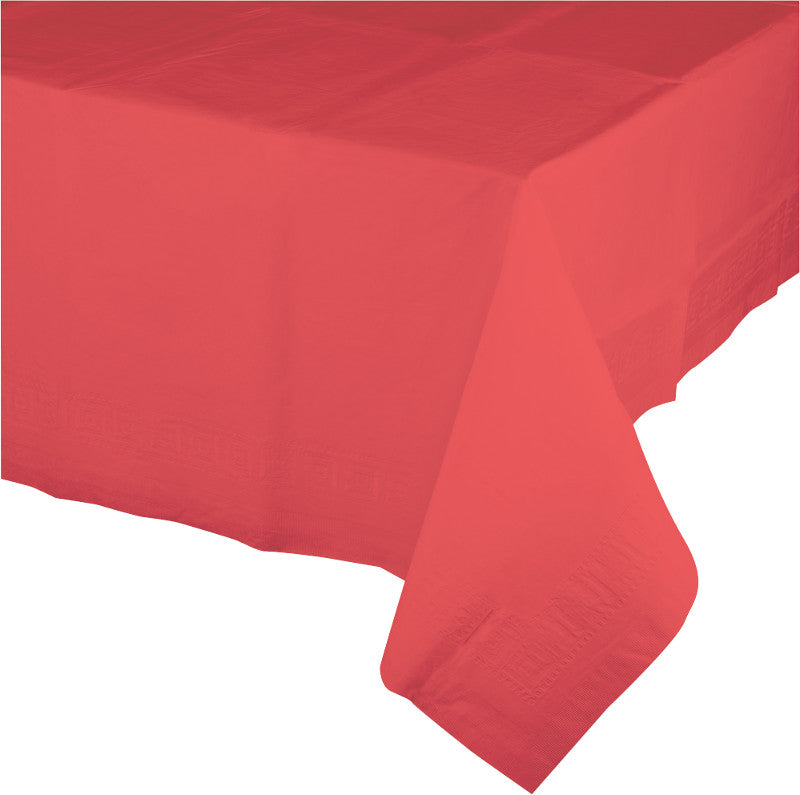 Deep Coral Rectangular Plastic Tablecloth