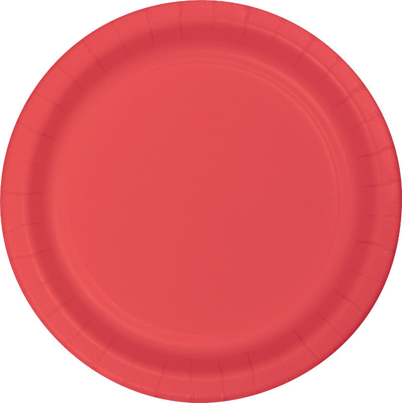 Deep Coral Small Plain Paper Plate