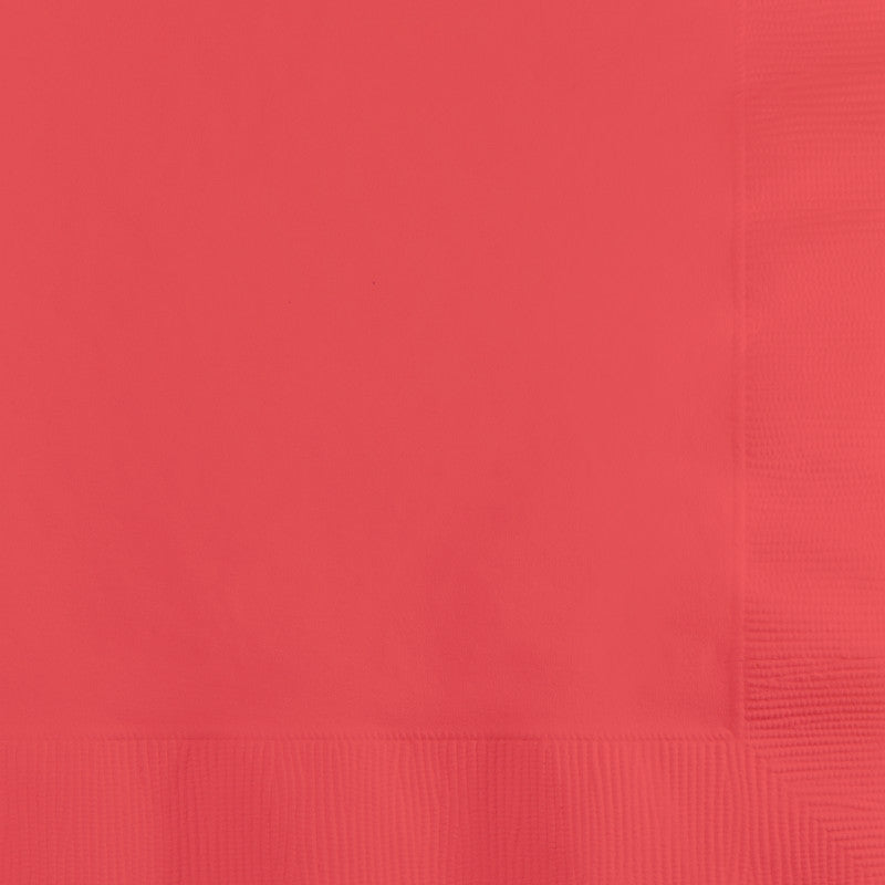 Deep Coral Plain Beverage Napkins