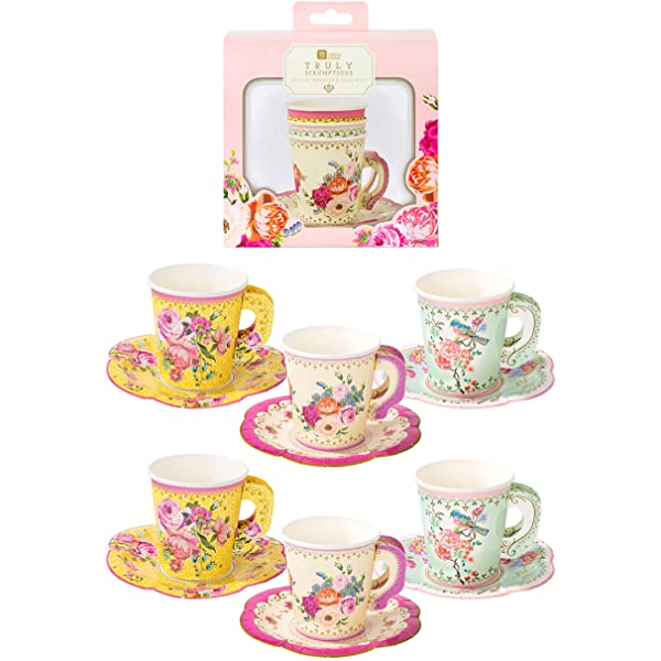 Truly Scrumptious Vintage Paper Teacup & Saucer Set