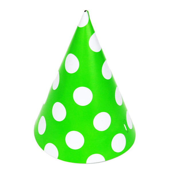 Lime Green Polka Dot Paper Party Hats