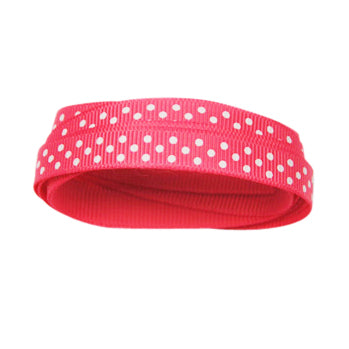 9mm Candy Pink Polka Dot Grosgrain Ribbon