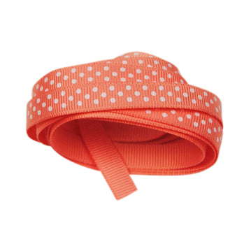 9mm Coral Polka Dot Grosgrain Ribbon