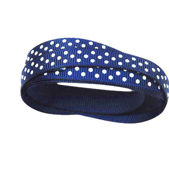 9mm Navy Polka Dot Grosgrain Ribbon