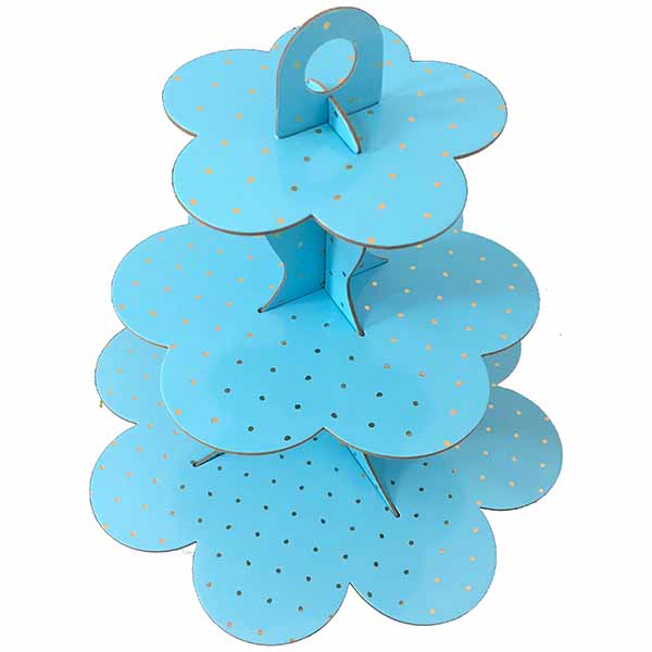 Baby Blue & Gold Polka Dot Cardboard Cupcake Stand