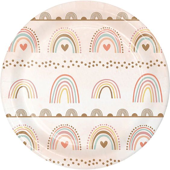 Dreamy Boho Rainbow Paper Party Plates