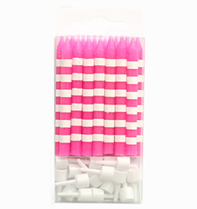 Raspberry Hot Pink Candy Stripe Candles