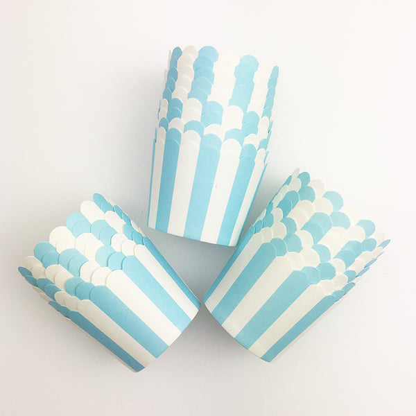 Baby Blue Candy Stripe Paper Baking Cups