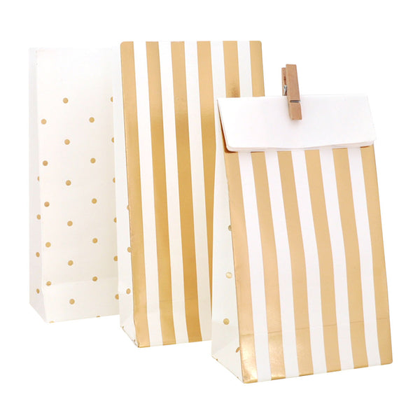 Gold Foil Candy Stripe & Polka Dot Gift Bags