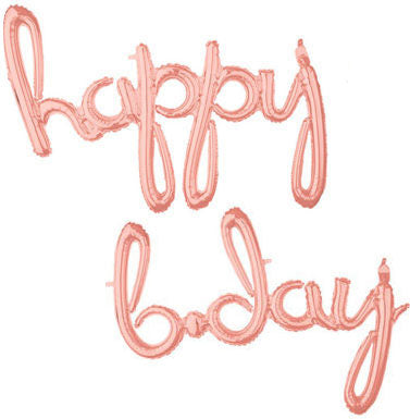 Rose Gold Script Happy Birthday Balloon