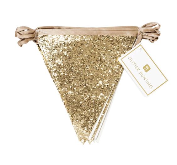 Luxe Gold Glitter Fabric Bunting Talking Tables