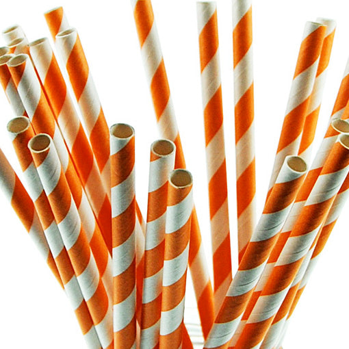 Orange Candy Stripe Paper Straws