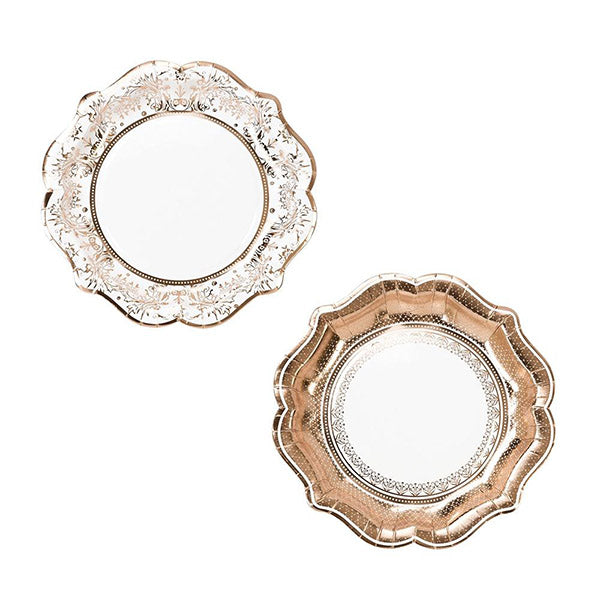 Party Porcelain Rose Gold Vintage Paper Plates Talking Tables
