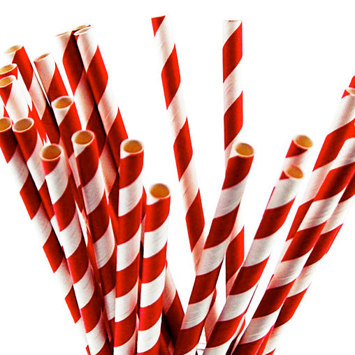 Red Candy Stripe Paper Straws