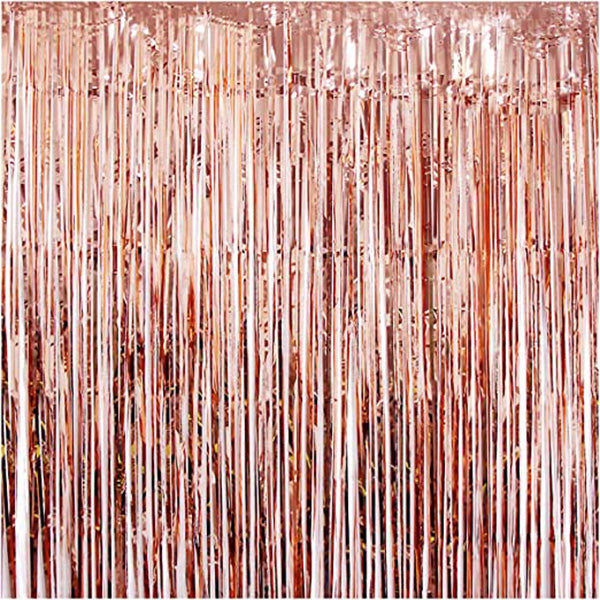 Rose Gold Metallic Foil Fringe Curtain