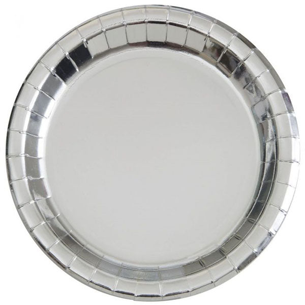 Silver Foil Party Plates Large